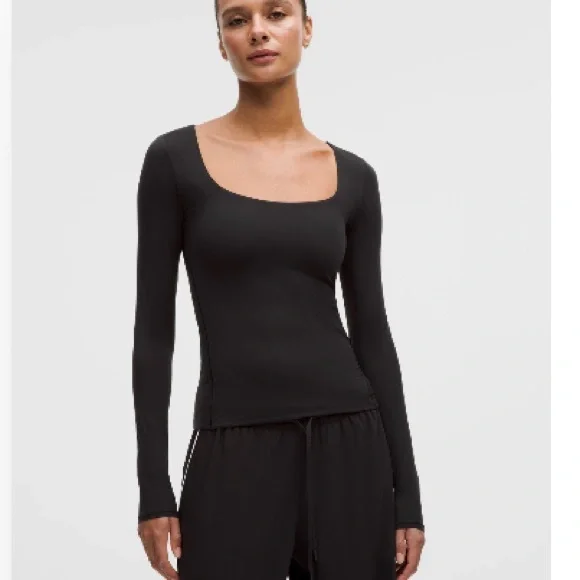 Lululemon Wundermost Ultra-Soft Nulu Square-Neck Long-Sleeve Shirt, Black, L - Picture 2 of 5